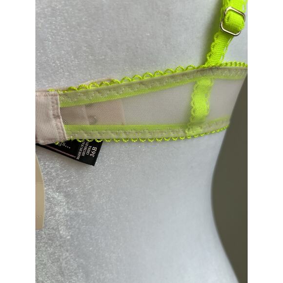 NEW Victoria Secret Sexy Little Things Push Up Bra 36B Pink Neon Green Bows Y2K - Picture 6 of 11